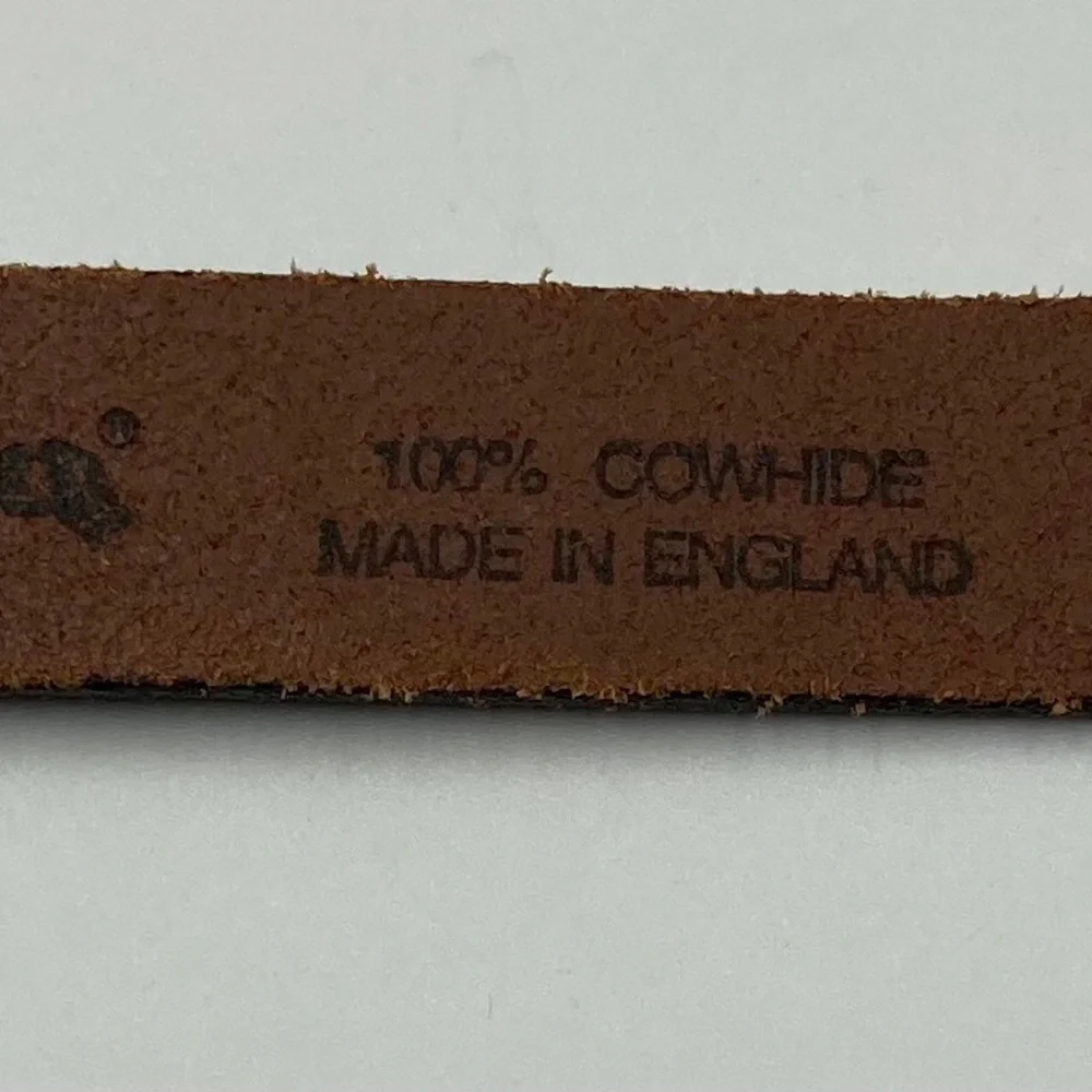 L.L.Bean brown Leather Unisex Belt Everyday Made in England Solid Brass Buckle